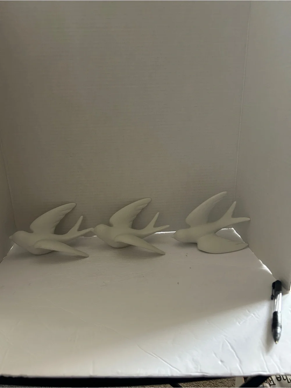 Source Unknown White Porcelain Swallow Wall Trio